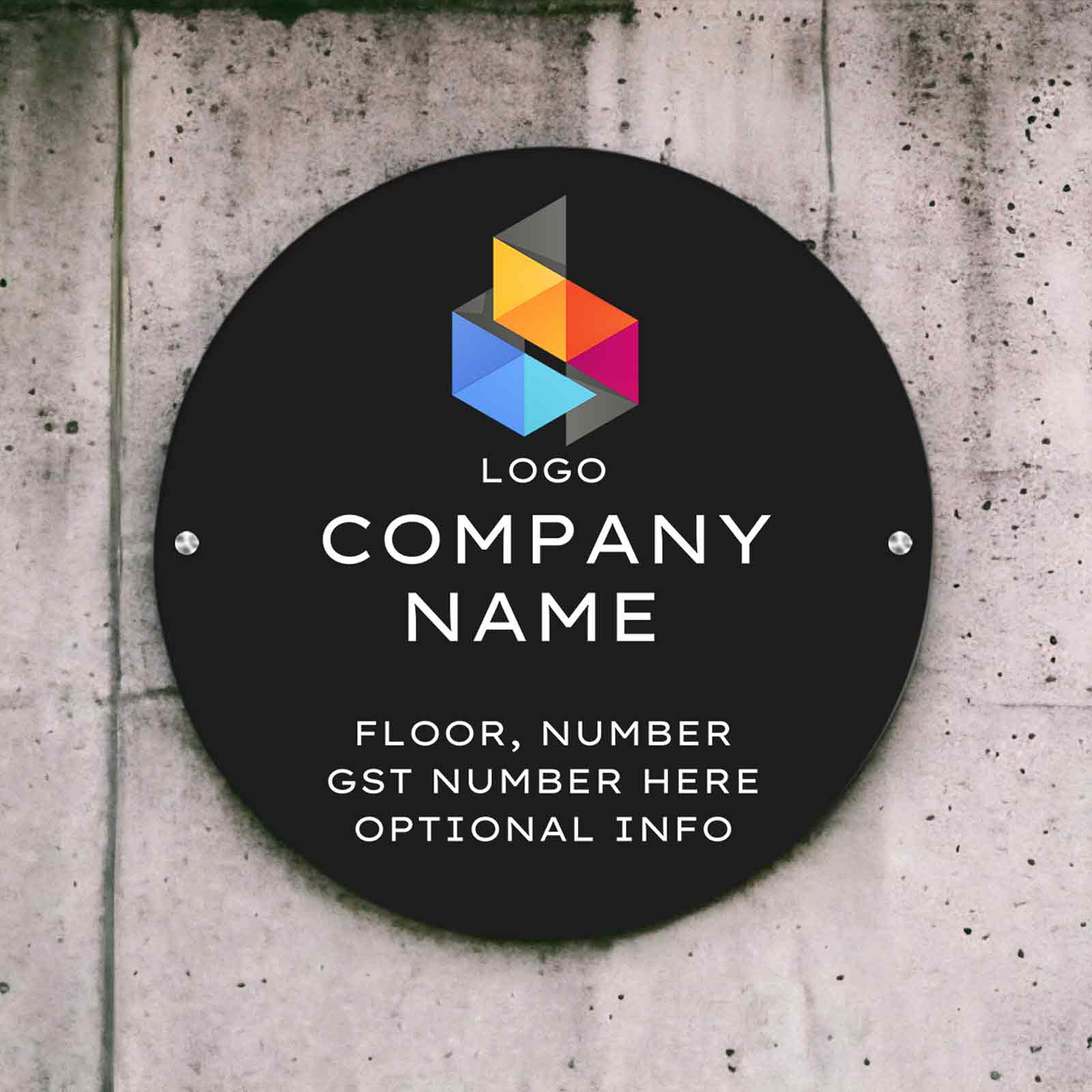 Company Name Board Office Nameplate Round-Available White & Black - Image 2