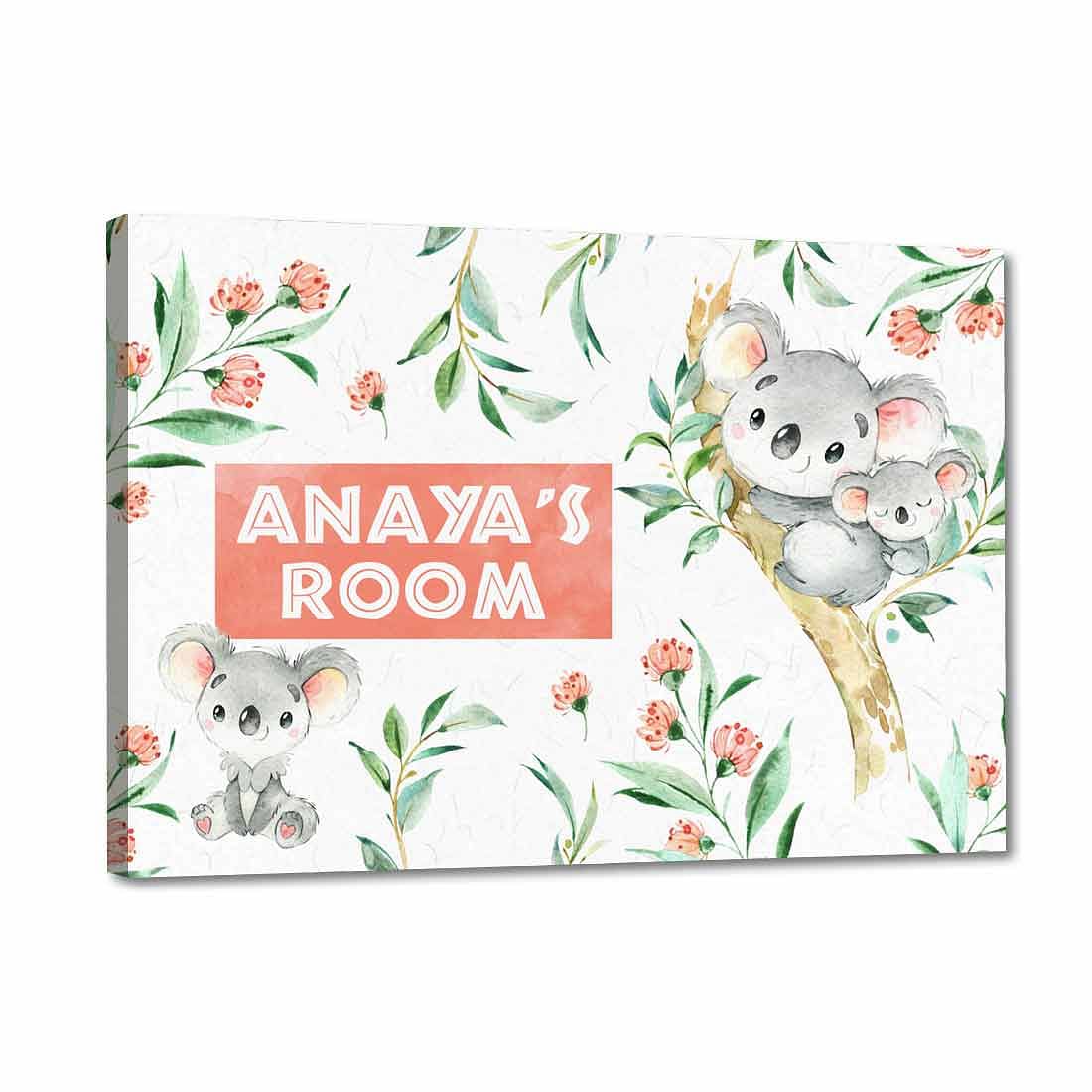 Nutcase Personalized Kids Baby Room Door Sign/Name Plate/Wall Plaque - Screws Included - Cute Koala