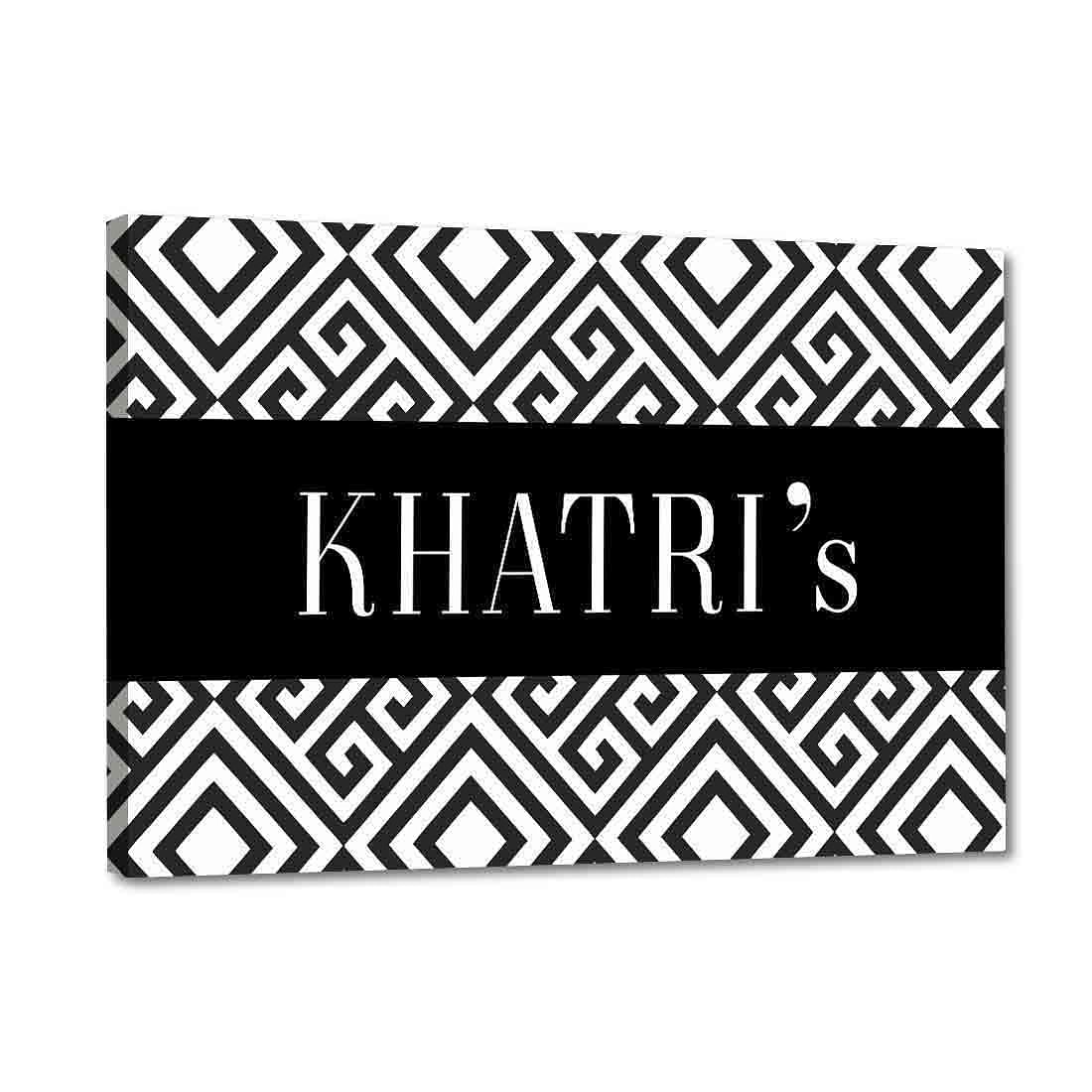 Customised Name Plate Door Name Board - Square Lines Black