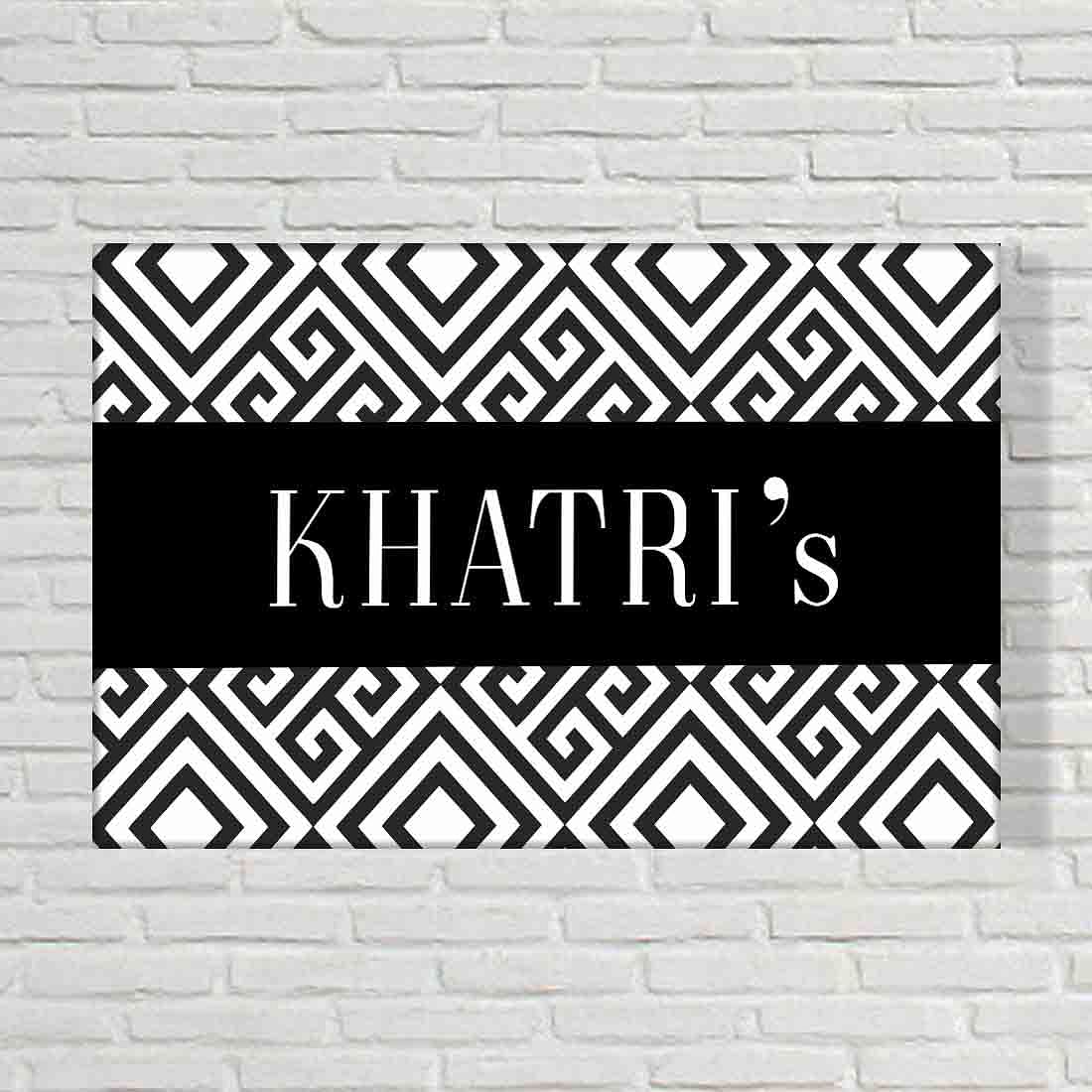 Customised Name Plate Door Name Board - Square Lines Black - Image 2