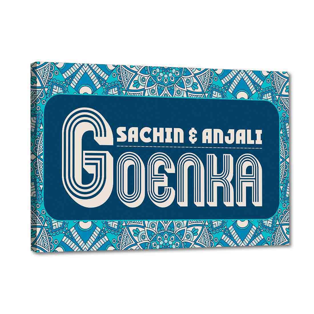 Classy Personalized Name Plate for Home - Seamless Aztec Blue