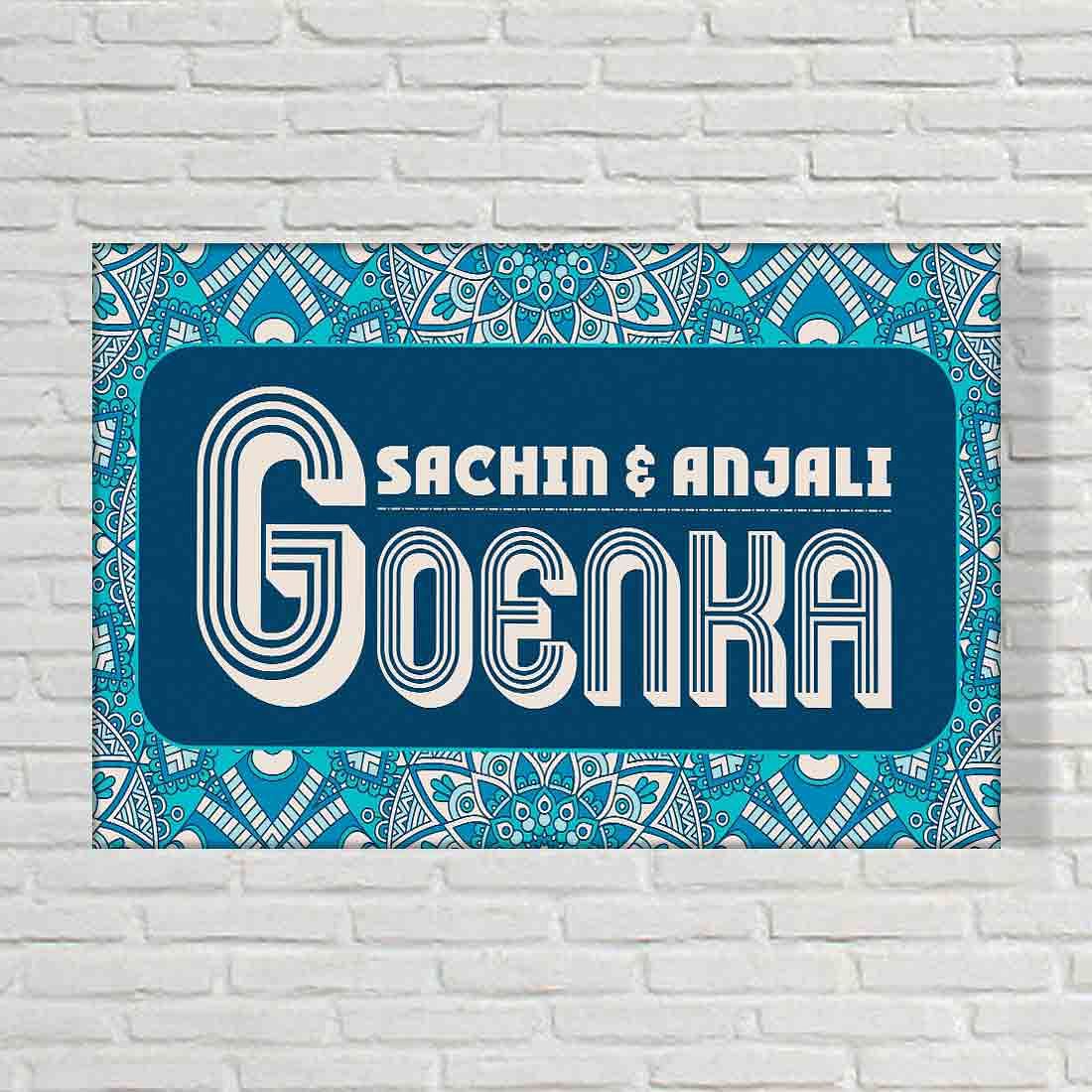 Classy Personalized Name Plate for Home - Seamless Aztec Blue - Image 2