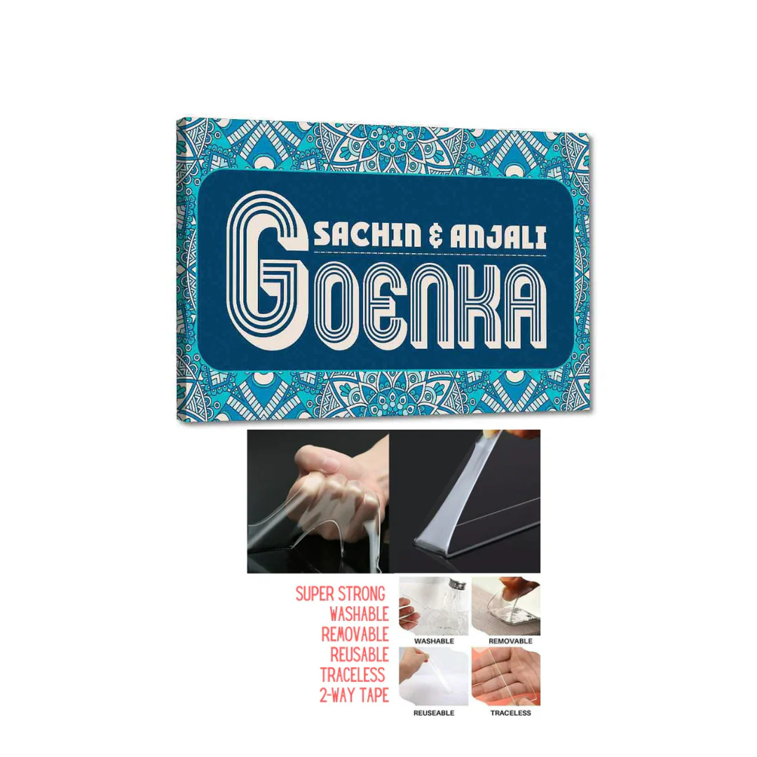 Classy Personalized Name Plate for Home - Seamless Aztec Blue - Image 5