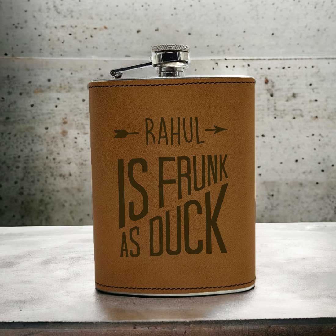 PU Leather Hip Flask Engraved With Name Funny Alcohol Flasks - Drunk