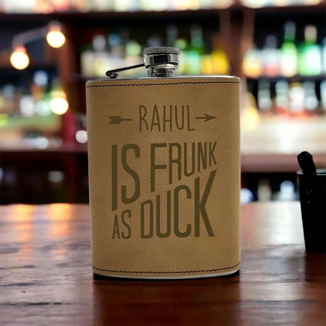 PU Leather Hip Flask Engraved With Name Funny Alcohol Flasks - Drunk - Image 2