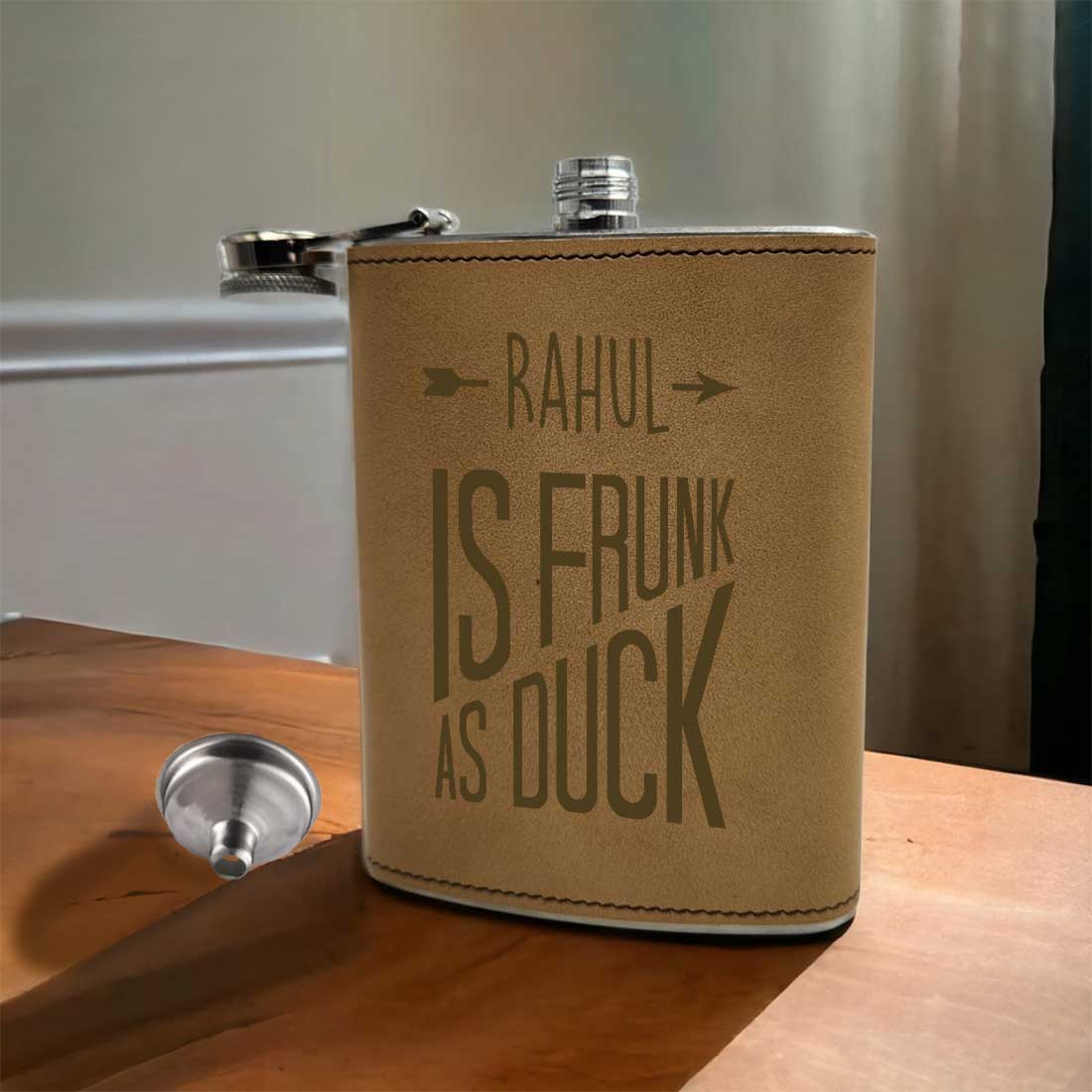 PU Leather Hip Flask Engraved With Name Funny Alcohol Flasks - Drunk - Image 4