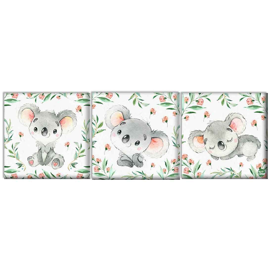 Nutcase Wall Art For Kids Room Stylish Panel Non-Fading Digital Painting for Children room, Bedroom Set of 3 - Cute koala - Image 2