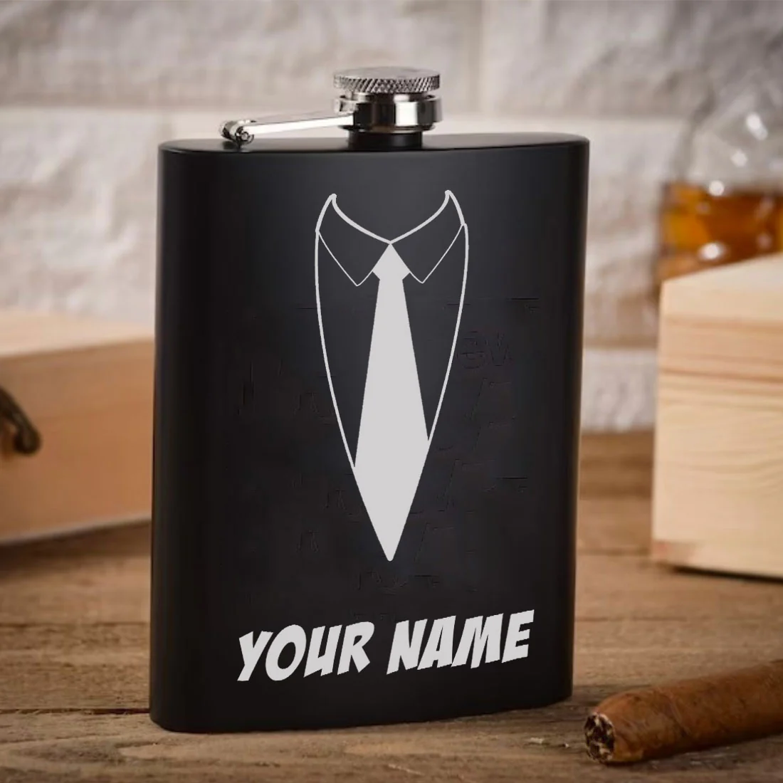 Custom Engraved whiskey Flask for Men Birthday Gifts for Him -Suit Up - Image 3