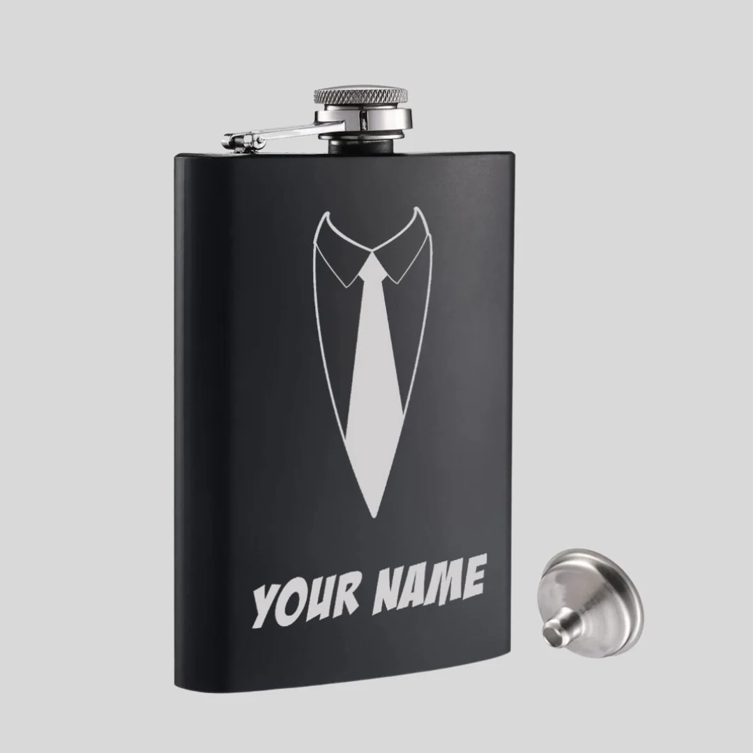 Custom Engraved whiskey Flask for Men Birthday Gifts for Him -Suit Up - Image 8
