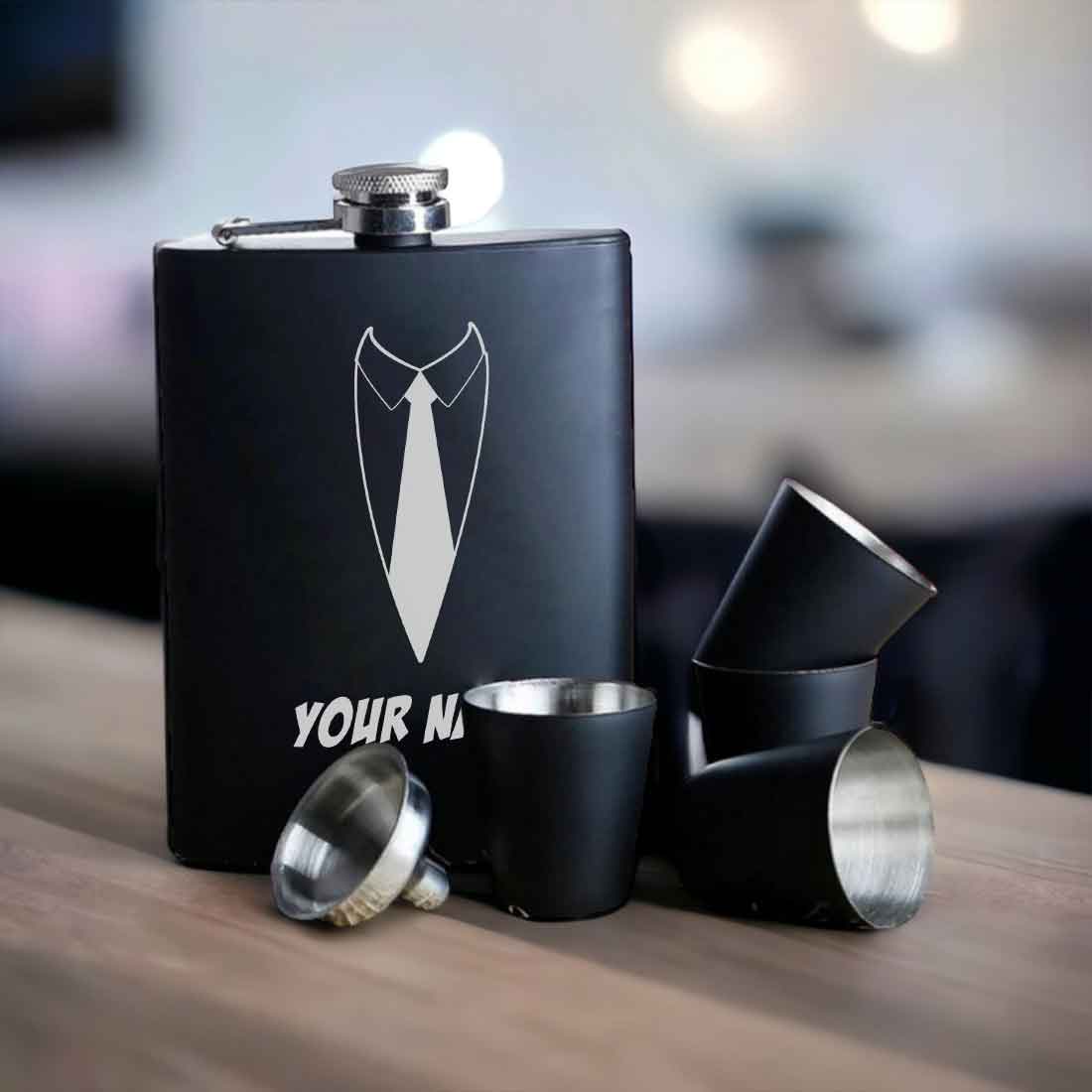 Custom Engraved whiskey Flask for Men Birthday Gifts for Him -Suit Up - Image 9
