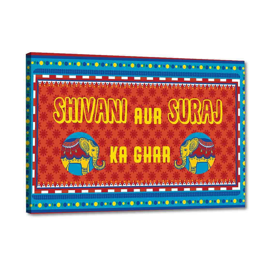 Quirky Unique Name Plate for Home  - Indian Kitsch Art Blue