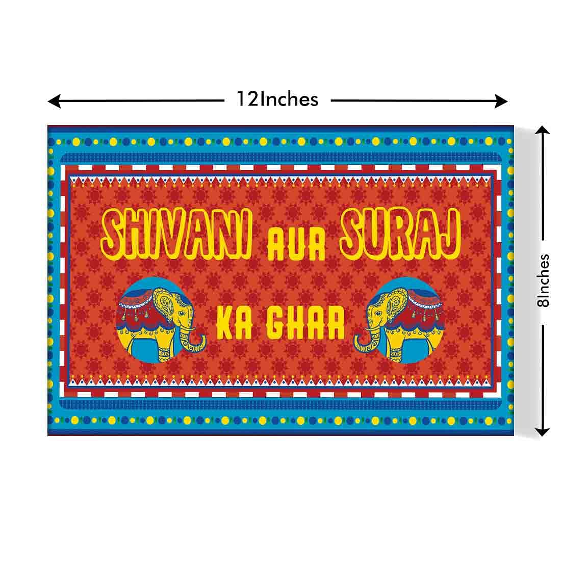 Quirky Unique Name Plate for Home  - Indian Kitsch Art Blue - Image 3
