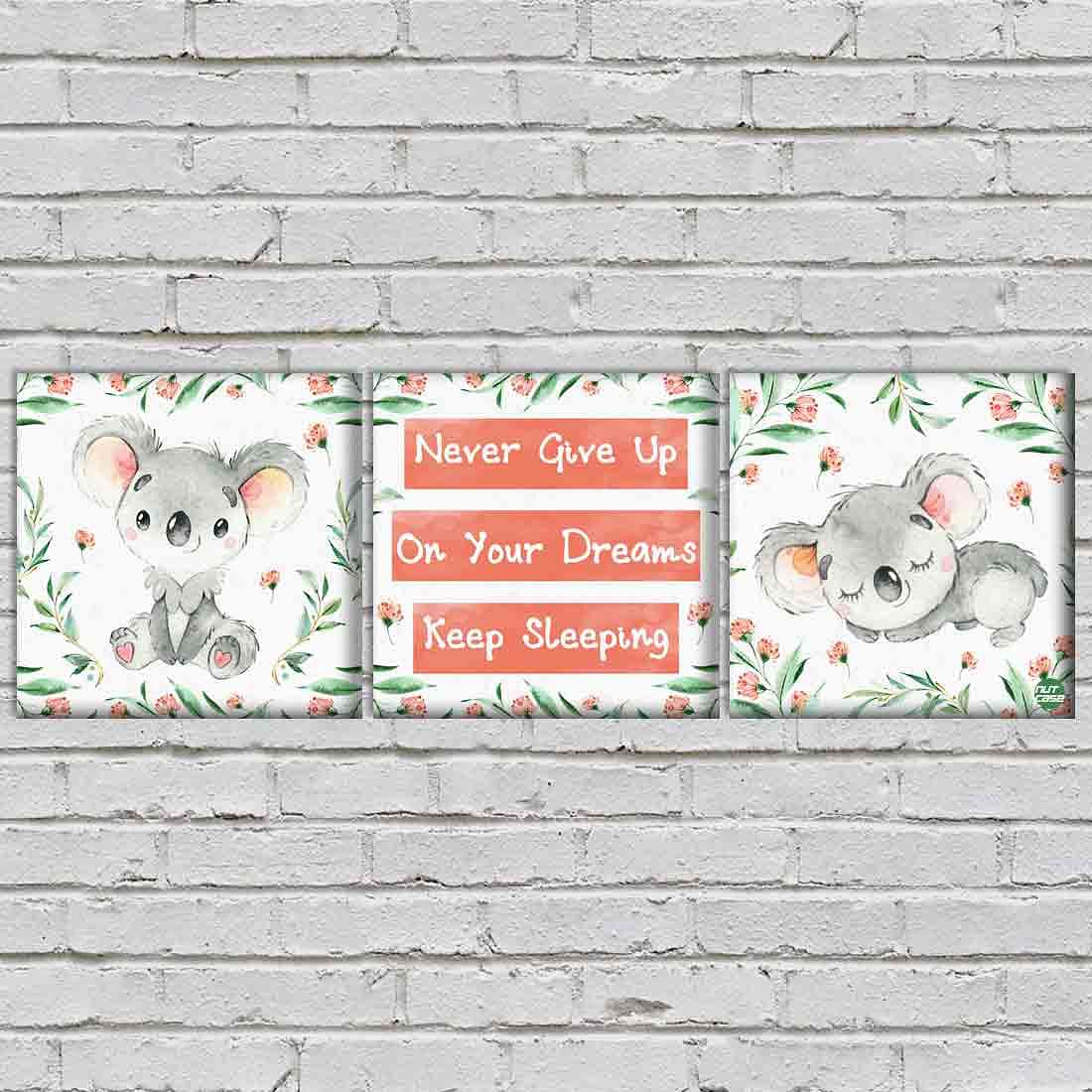 Home Wall Decor Art for Kids Room Children Bedroom Set of 3 -  Small koala