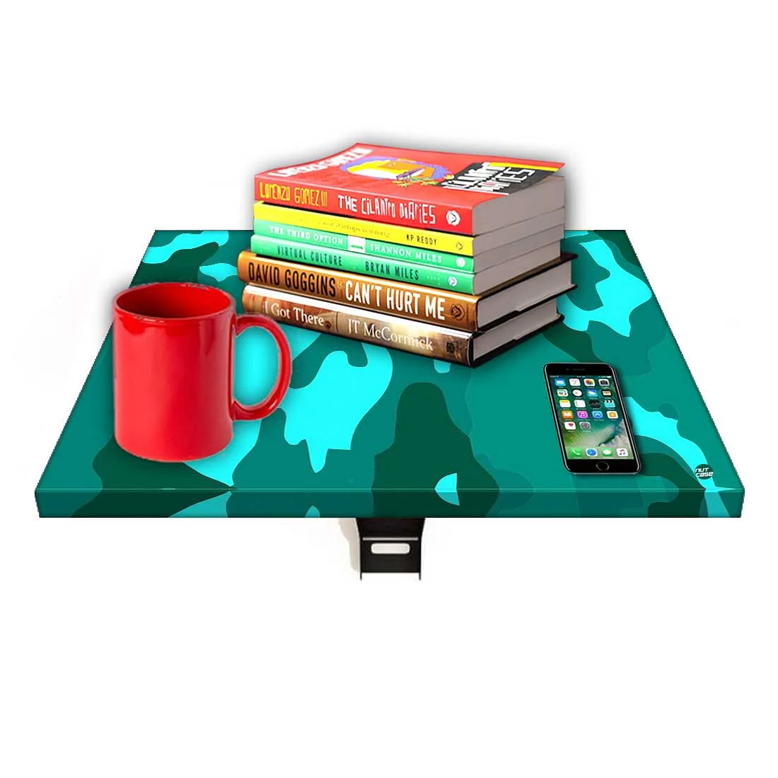 Folding Wall Hanging Bedside Table - Army Camouflage Green - Image 7