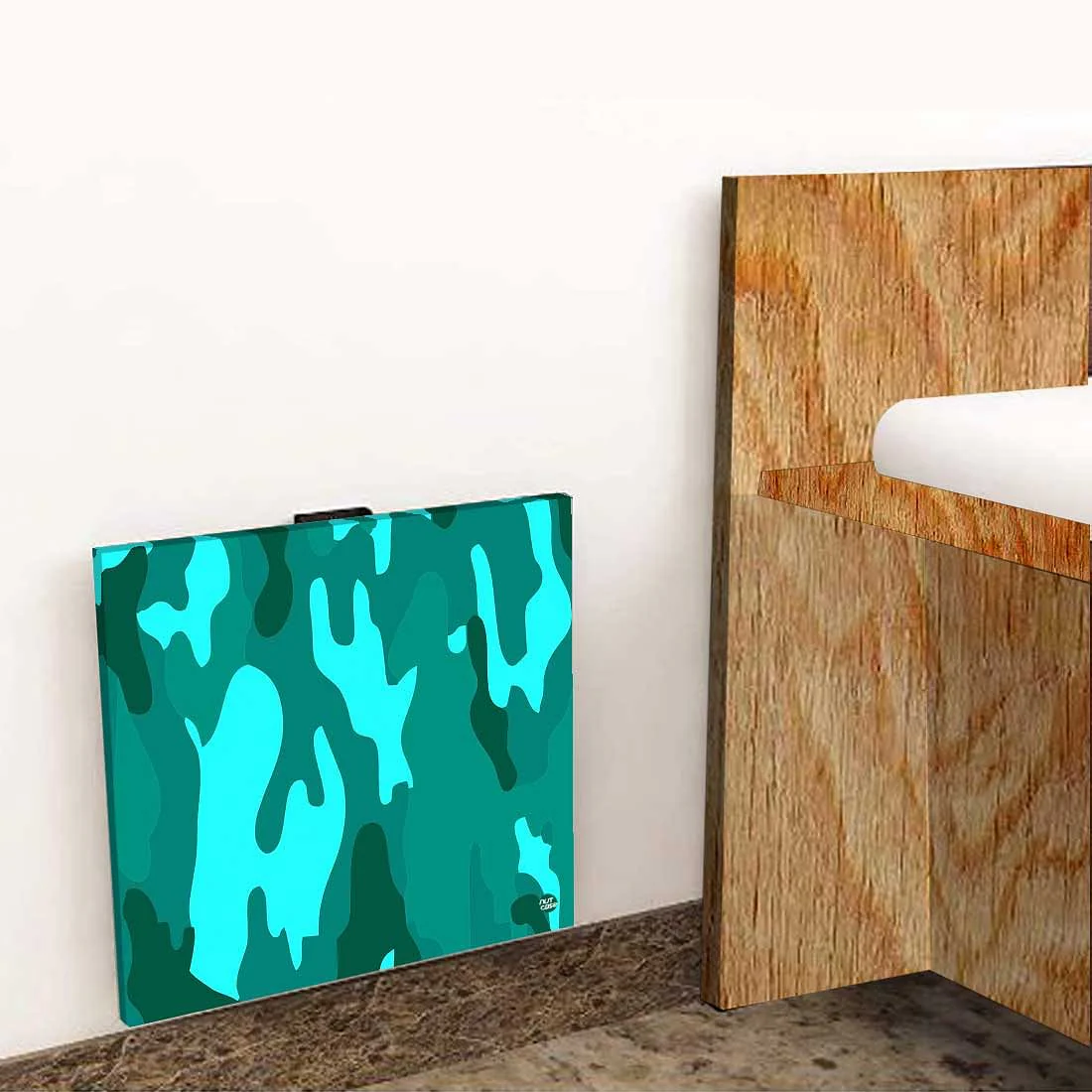Folding Wall Hanging Bedside Table - Army Camouflage Green - Image 8