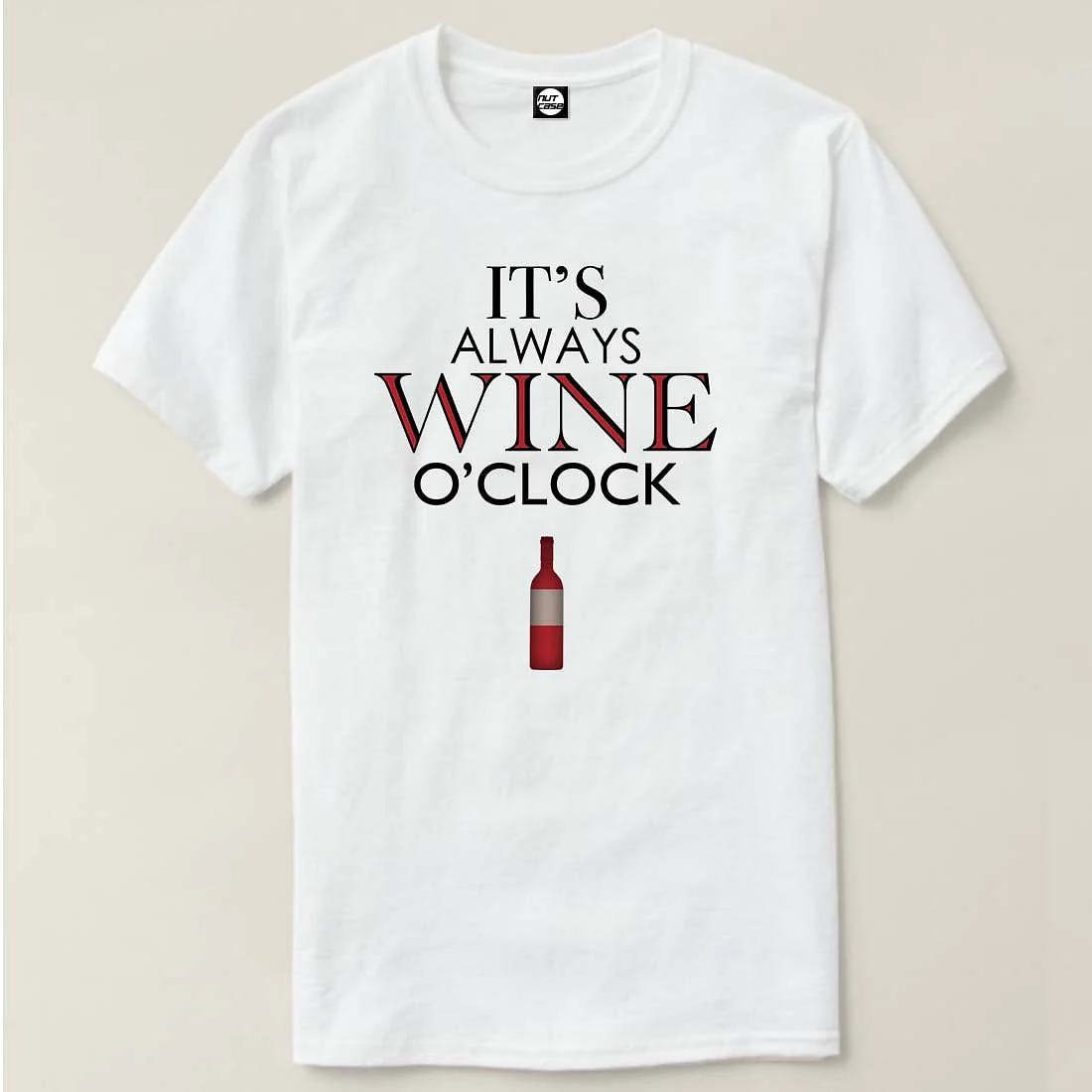 Nutcase Designer Round Neck Men's T-Shirt Wrinkle-Free Poly Cotton Tees - Wine On Clock - Image 4