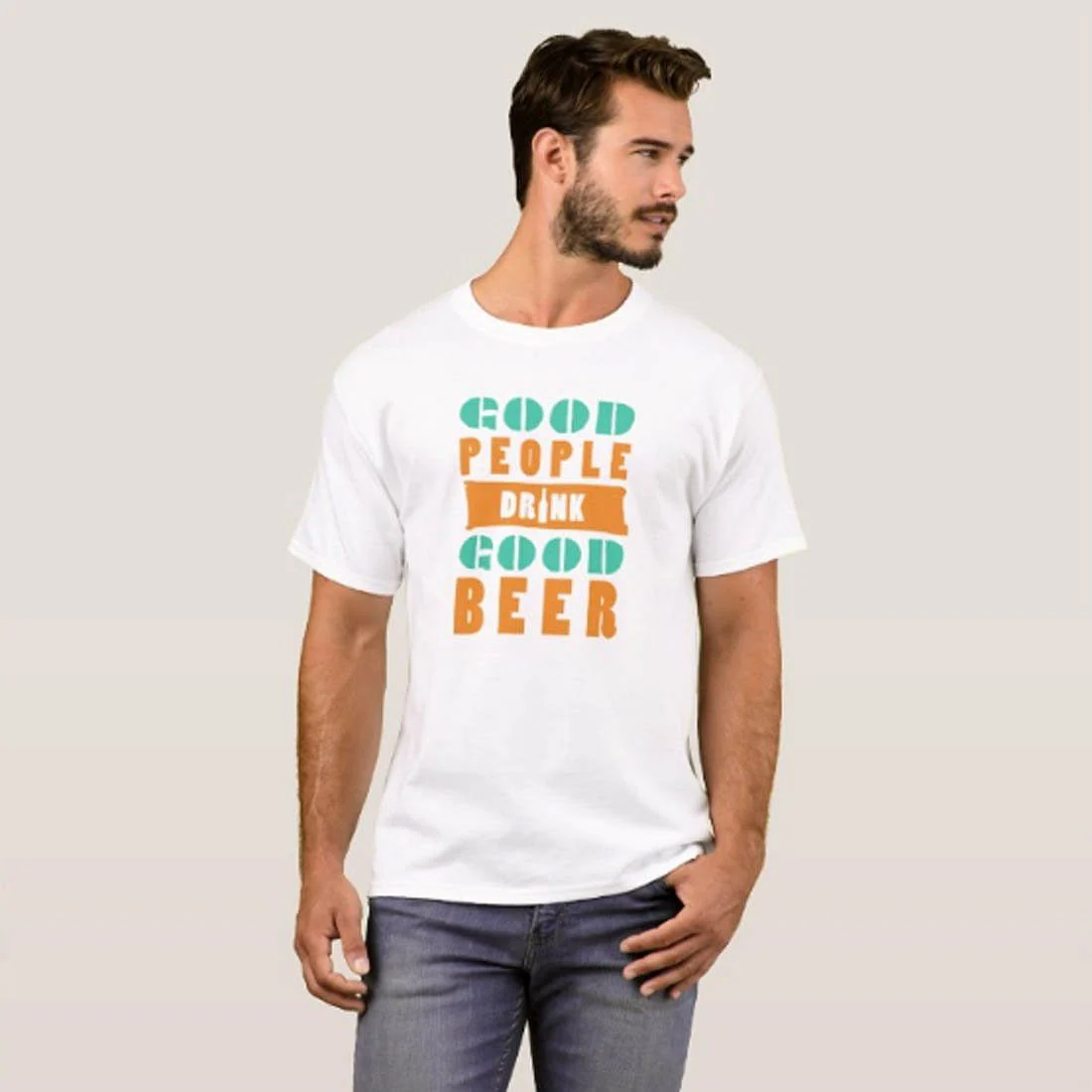 Nutcase Designer Round Neck Men's T-Shirt Wrinkle-Free Poly Cotton Tees - Beer People - Image 3