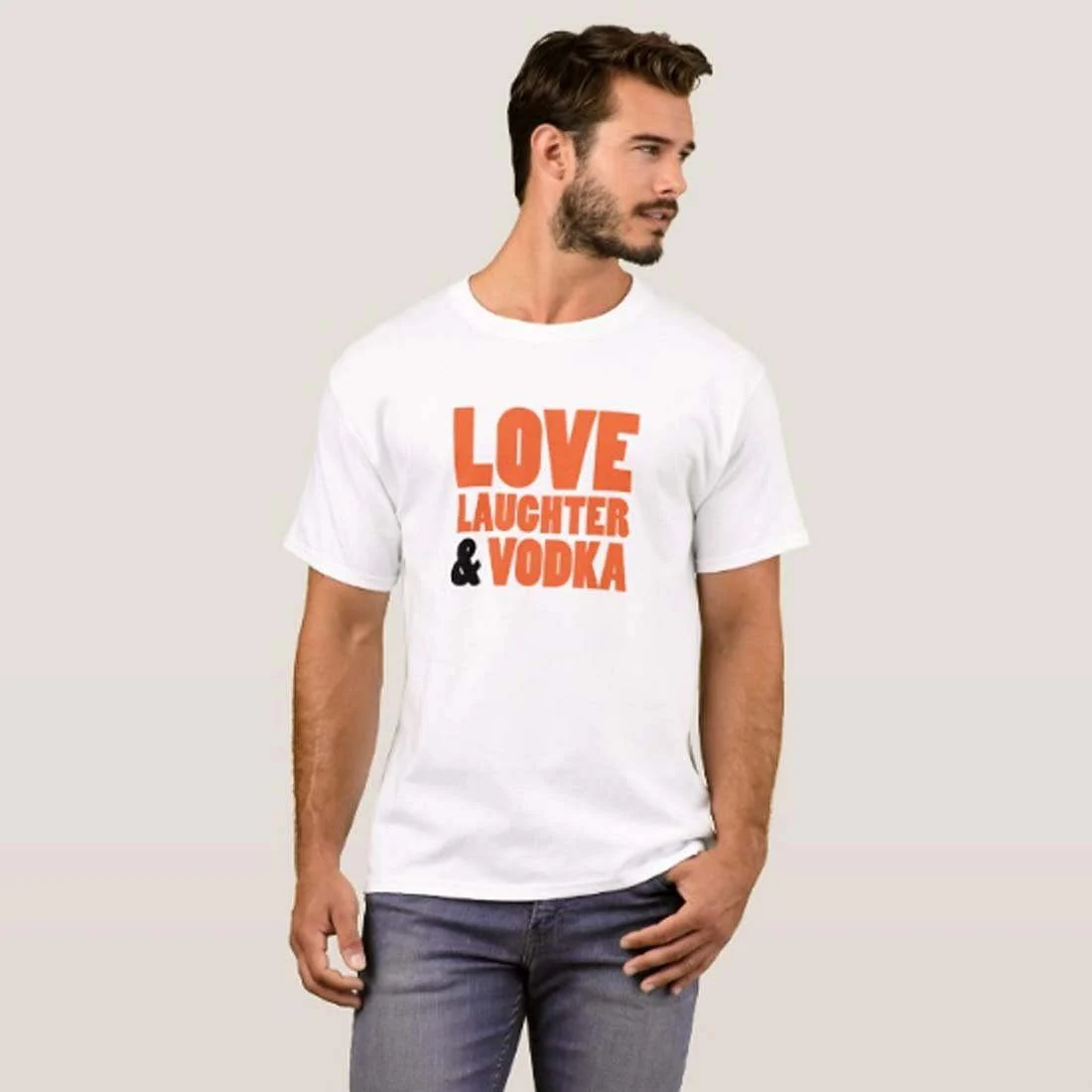 Nutcase Designer Round Neck Men's T-Shirt Wrinkle-Free Poly Cotton Tees - Live Laughter and Vodka - Image 3