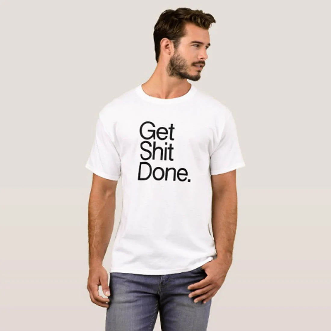 Nutcase Designer Round Neck Men's T-Shirt Wrinkle-Free Poly Cotton Tees - Get Shit Done - Image 3