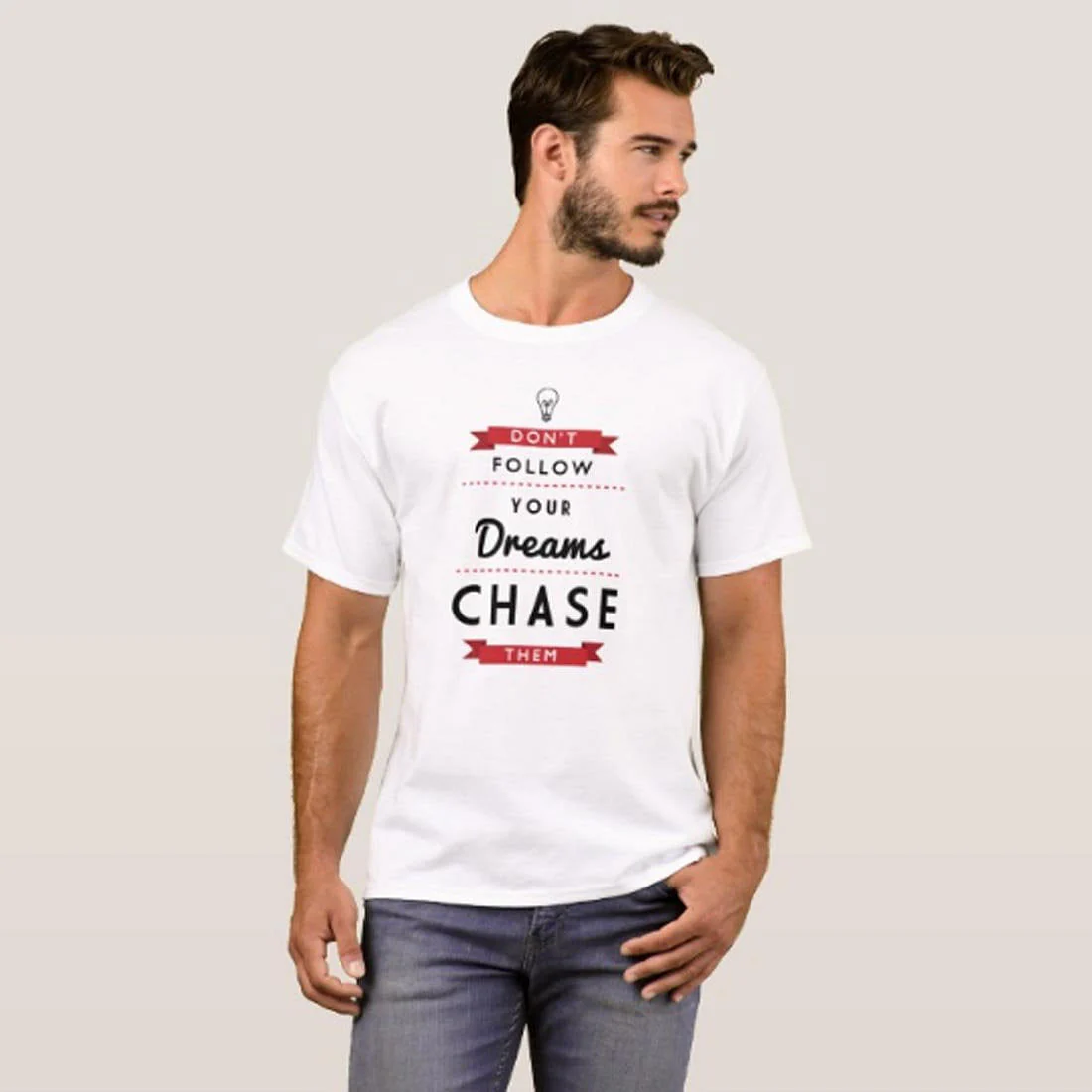 Nutcase Designer Round Neck Men's T-Shirt Wrinkle-Free Poly Cotton Tees - Chase Your Dreams - Image 3