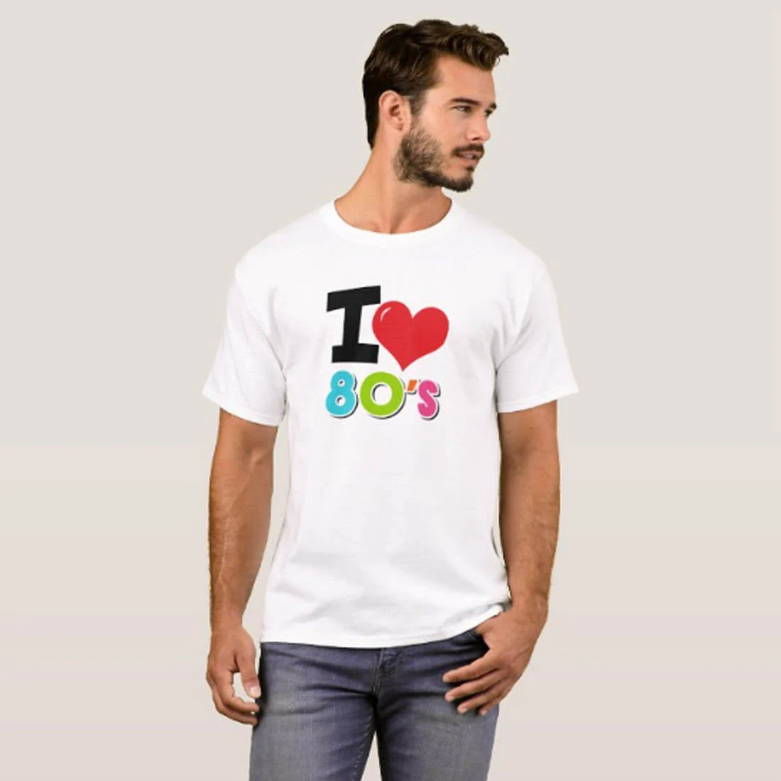 Nutcase Designer Round Neck Men's T-Shirt Wrinkle-Free Poly Cotton Tees - I Love 80's - Image 3