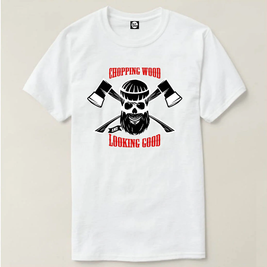 Nutcase Designer Round Neck Men's T-Shirt Wrinkle-Free Poly Cotton Tees - Chopping Wood - Image 4