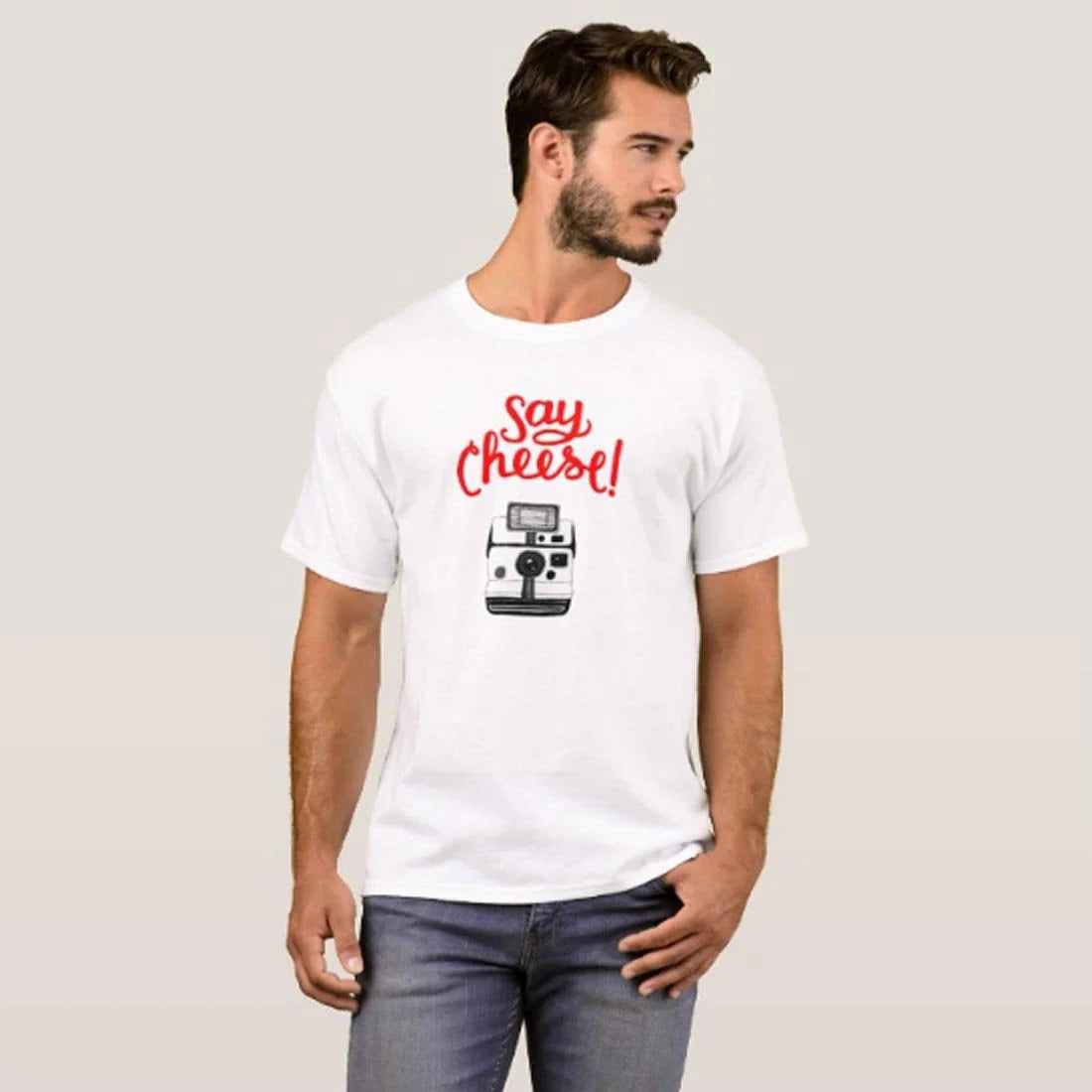 Nutcase Designer Round Neck Men's T-Shirt Wrinkle-Free Poly Cotton Tees - Say Cheese - Image 3