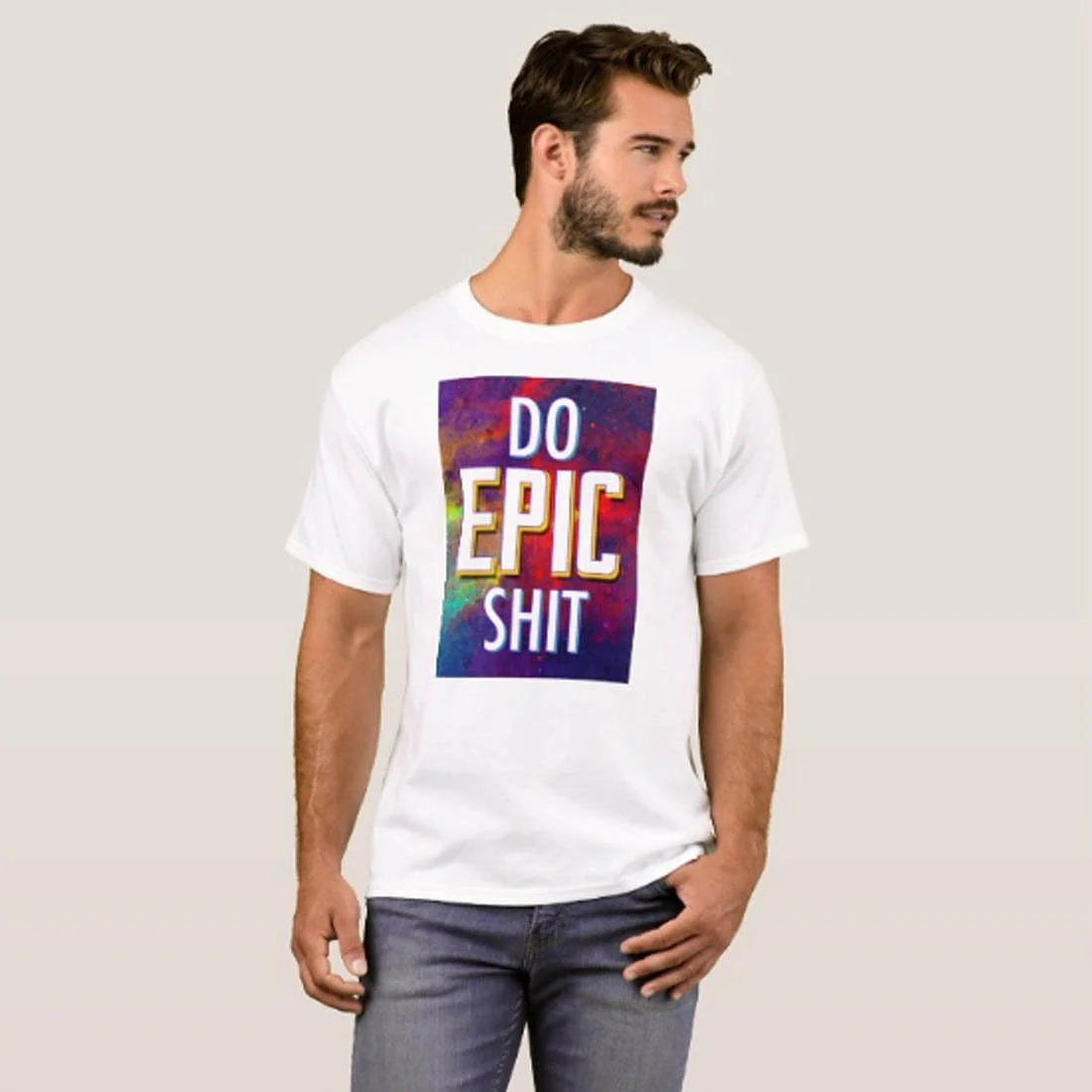 Nutcase Designer Round Neck Men's T-Shirt Wrinkle-Free Poly Cotton Tees - Do Epic Shit - Image 3