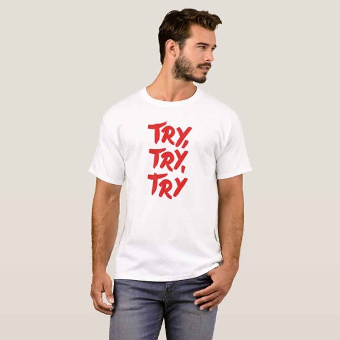Nutcase Designer Round Neck Men's T-Shirt Wrinkle-Free Poly Cotton Tees - Try Try - Image 3