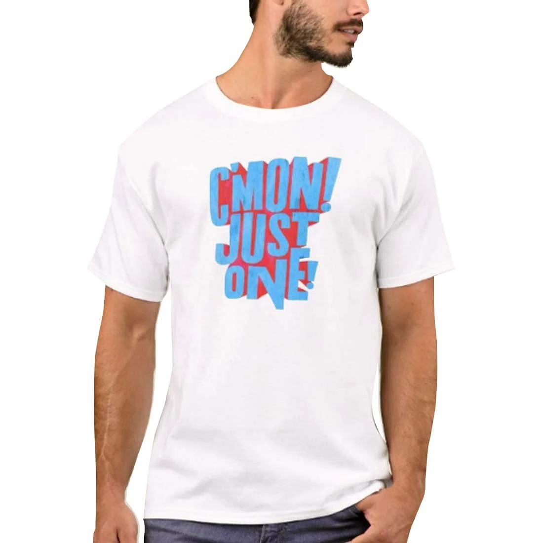 Nutcase Designer Round Neck Men's T-Shirt Wrinkle-Free Poly Cotton Tees - Cmon Just One Blue