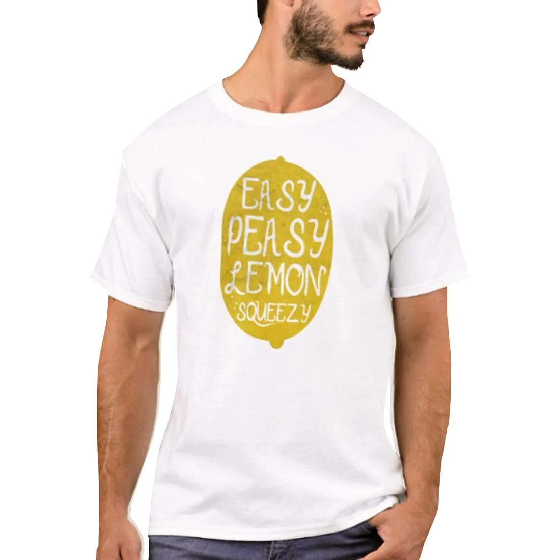 Nutcase Designer Round Neck Men's T-Shirt Wrinkle-Free Poly Cotton Tees - Easy Peasy Lemon