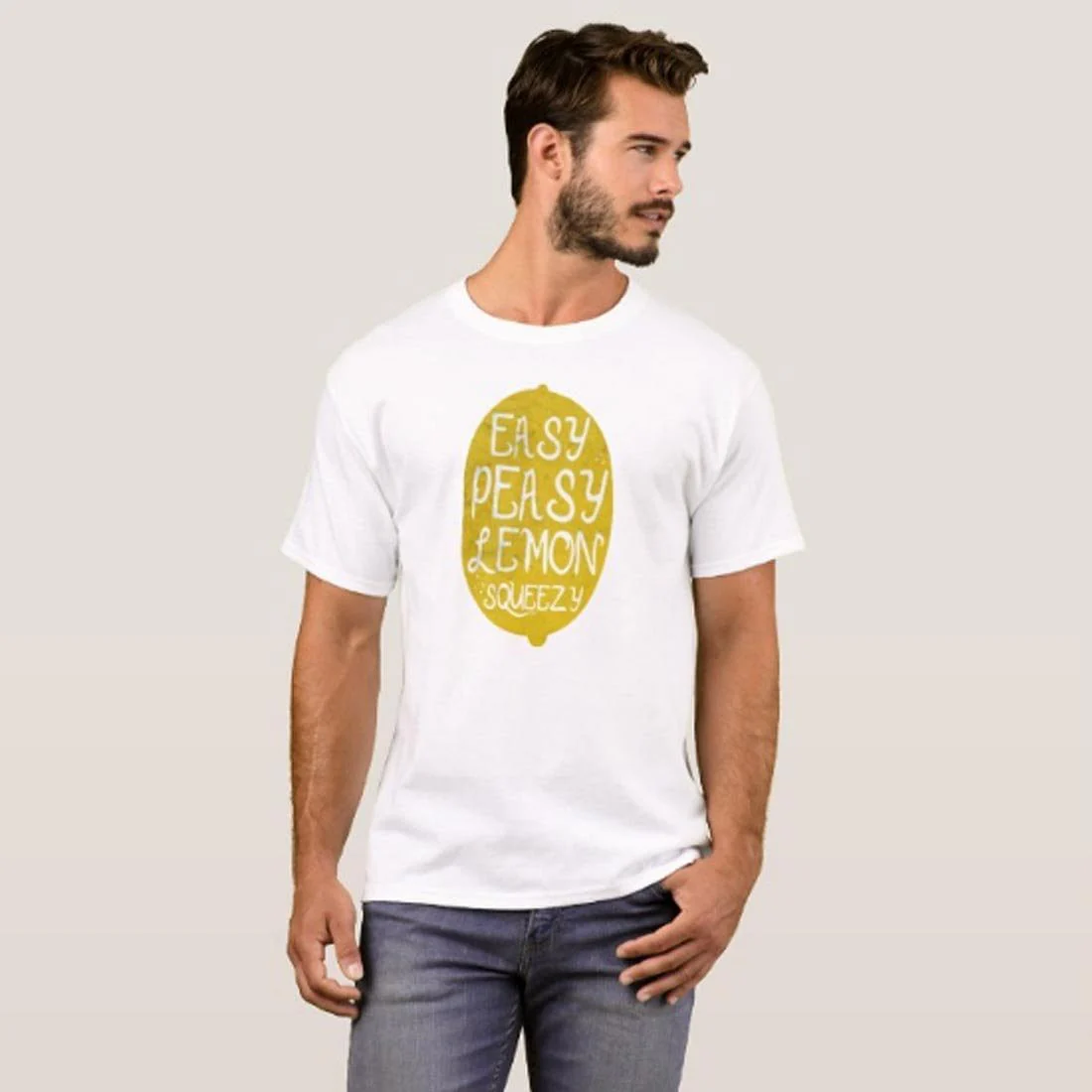 Nutcase Designer Round Neck Men's T-Shirt Wrinkle-Free Poly Cotton Tees - Easy Peasy Lemon - Image 3