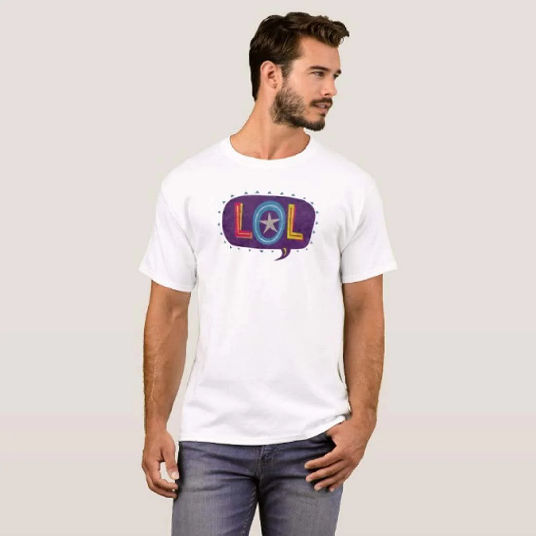Nutcase Designer Round Neck Men's T-Shirt Wrinkle-Free Poly Cotton Tees - LOL - Image 3