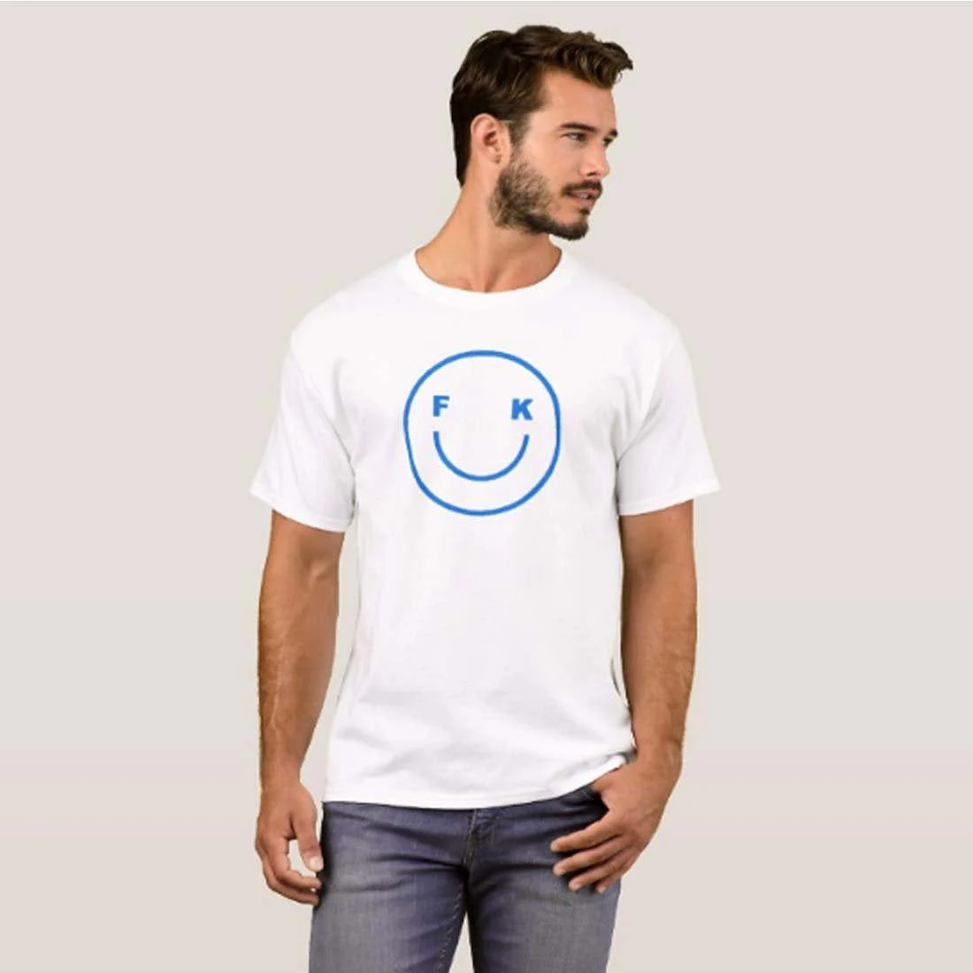 Nutcase Designer Round Neck Men's T-Shirt Wrinkle-Free Poly Cotton Tees - Smily - Image 3