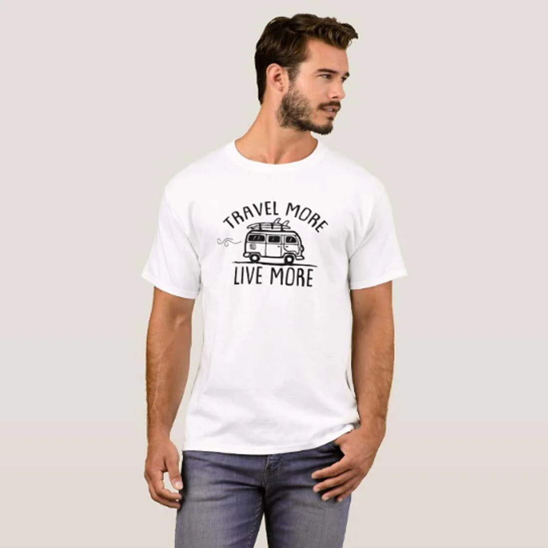 Nutcase Designer Round Neck Men's T-Shirt Wrinkle-Free Poly Cotton Tees - Travel More Live More - Image 3