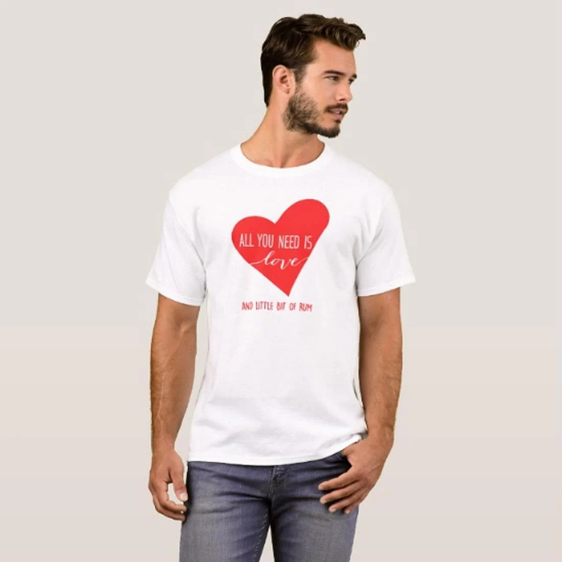 Nutcase Designer Round Neck Men's T-Shirt Wrinkle-Free Poly Cotton Tees - Love and Little Rum - Image 3