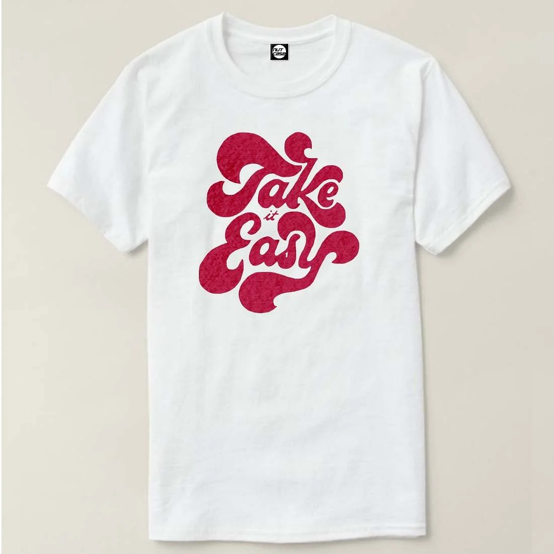 Nutcase Designer Round Neck Men's T-Shirt Wrinkle-Free Poly Cotton Tees - Take It Easy Red - Image 4