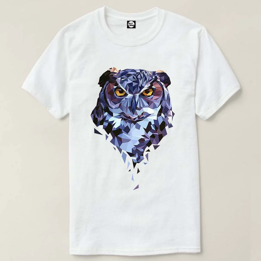 Nutcase Designer Round Neck Men's T-Shirt Wrinkle-Free Poly Cotton Tees - Geometric Owl - Image 4