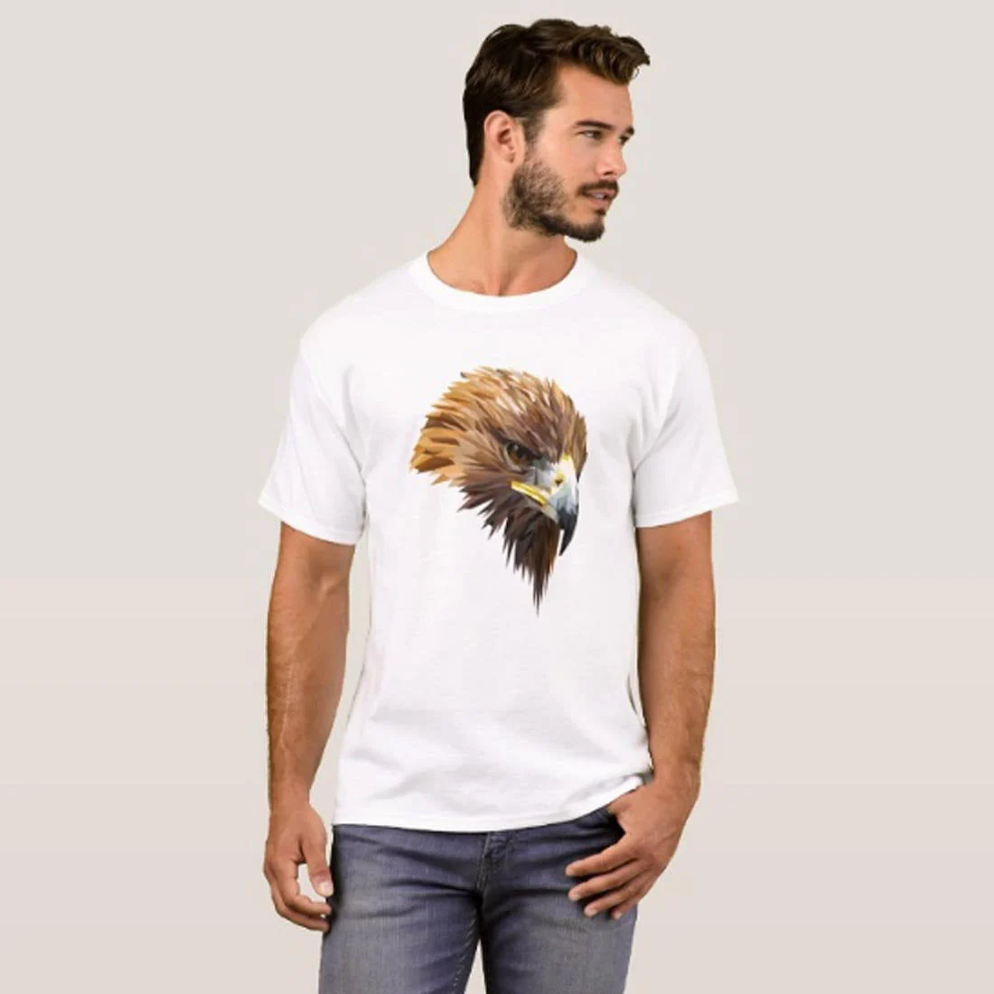 Nutcase Designer Round Neck Men's T-Shirt Wrinkle-Free Poly Cotton Tees - Eagle - Image 3
