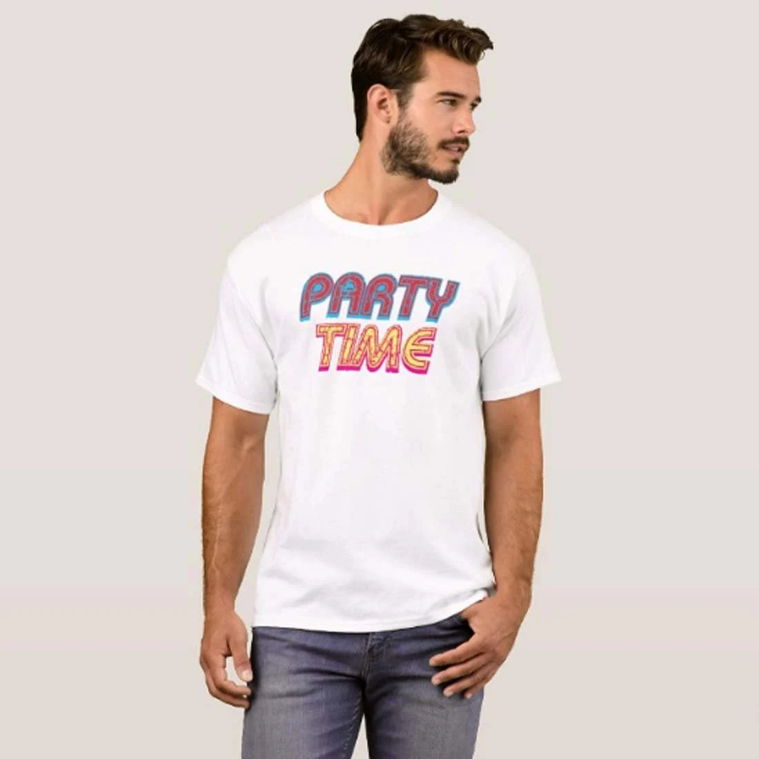 Nutcase Designer Round Neck Men's T-Shirt Wrinkle-Free Poly Cotton Tees - Party Time - Image 3