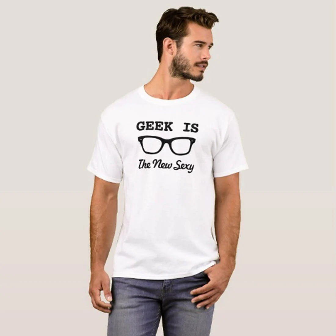 Nutcase Designer Round Neck Men's T-Shirt Wrinkle-Free Poly Cotton Tees - Geek is The New Sexy - Image 3