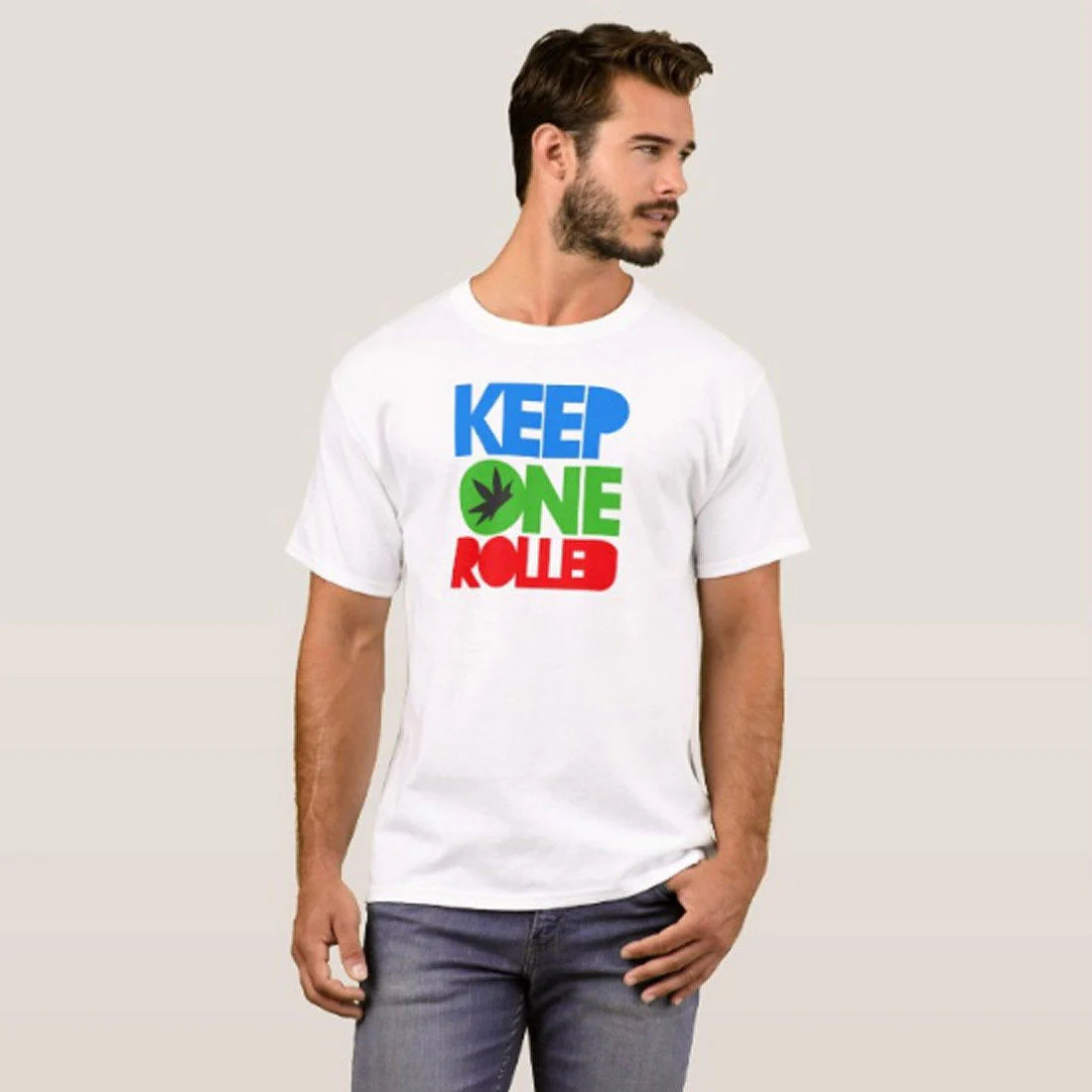 Nutcase Designer Round Neck Men's T-Shirt Wrinkle-Free Poly Cotton Tees - Keep One Rolled - Image 3