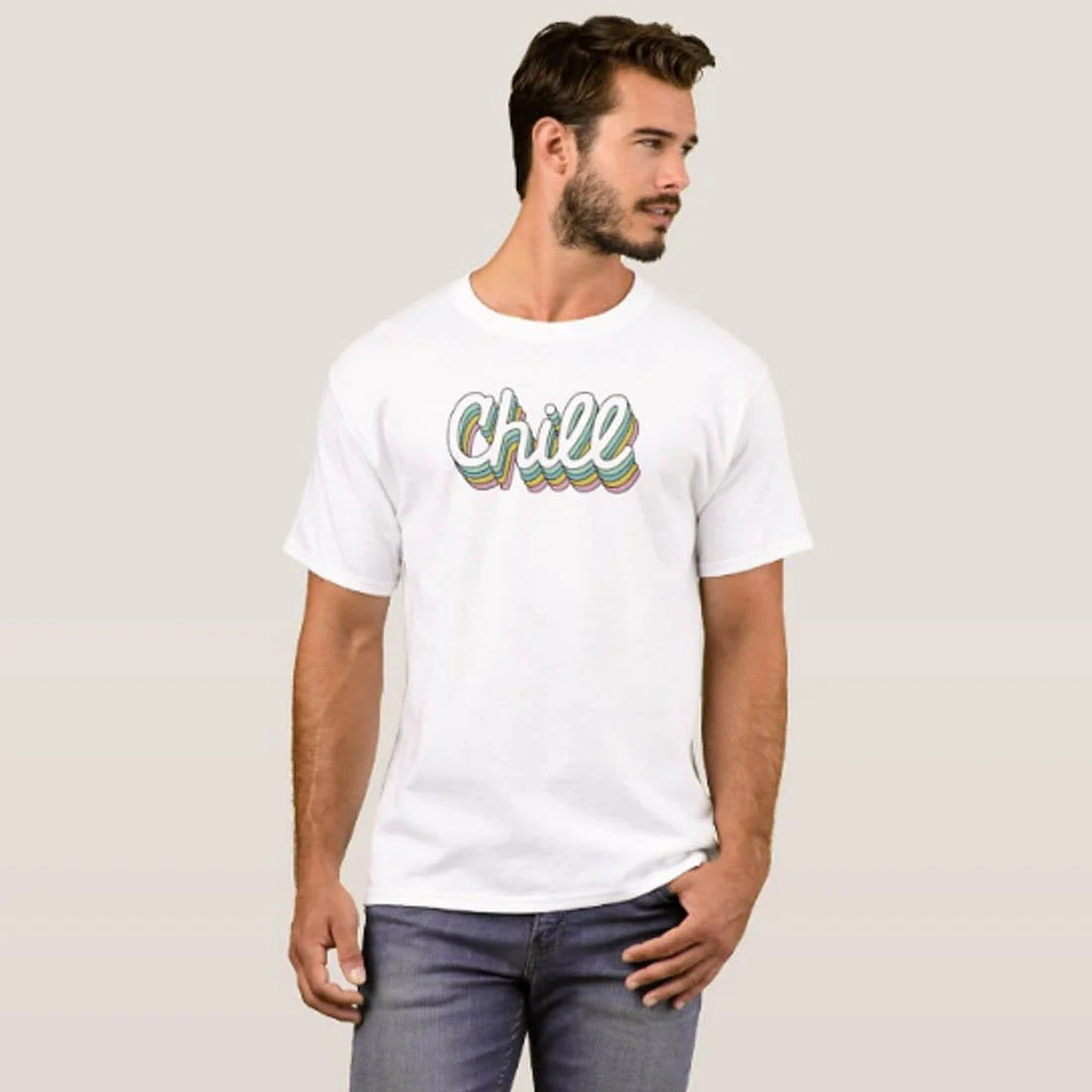 Nutcase Designer Round Neck Men's T-Shirt Wrinkle-Free Poly Cotton Tees - Colorful Chill - Image 3