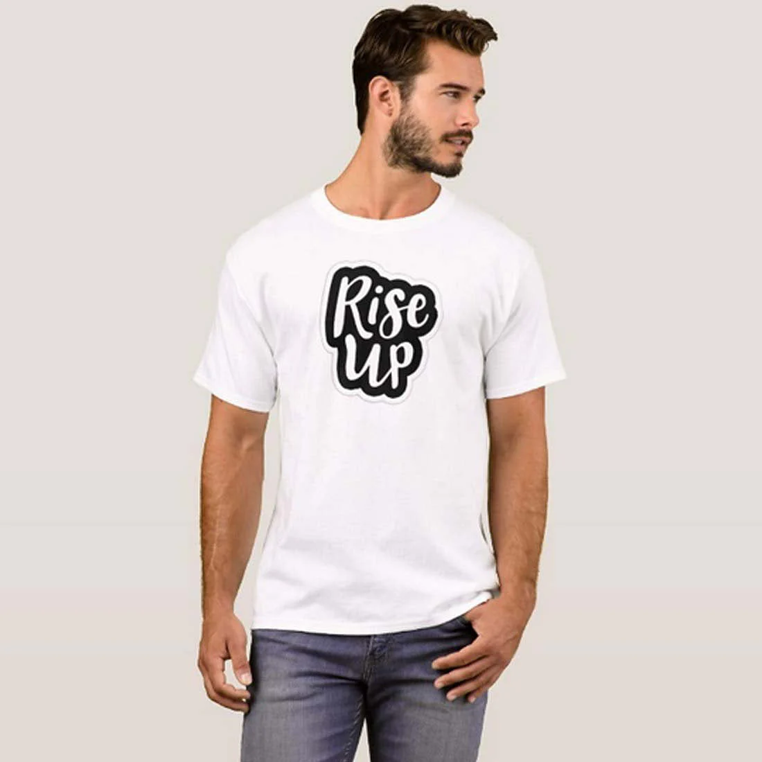 Nutcase Designer Round Neck Men's T-Shirt Wrinkle-Free Poly Cotton Tees - Rise Up - Image 3
