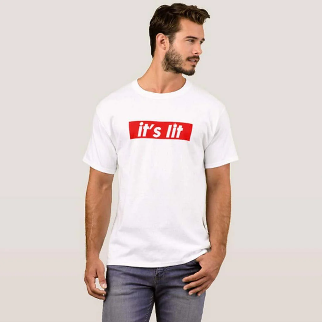 Nutcase Designer Round Neck Men's T-Shirt Wrinkle-Free Poly Cotton Tees - Its Lit - Image 3