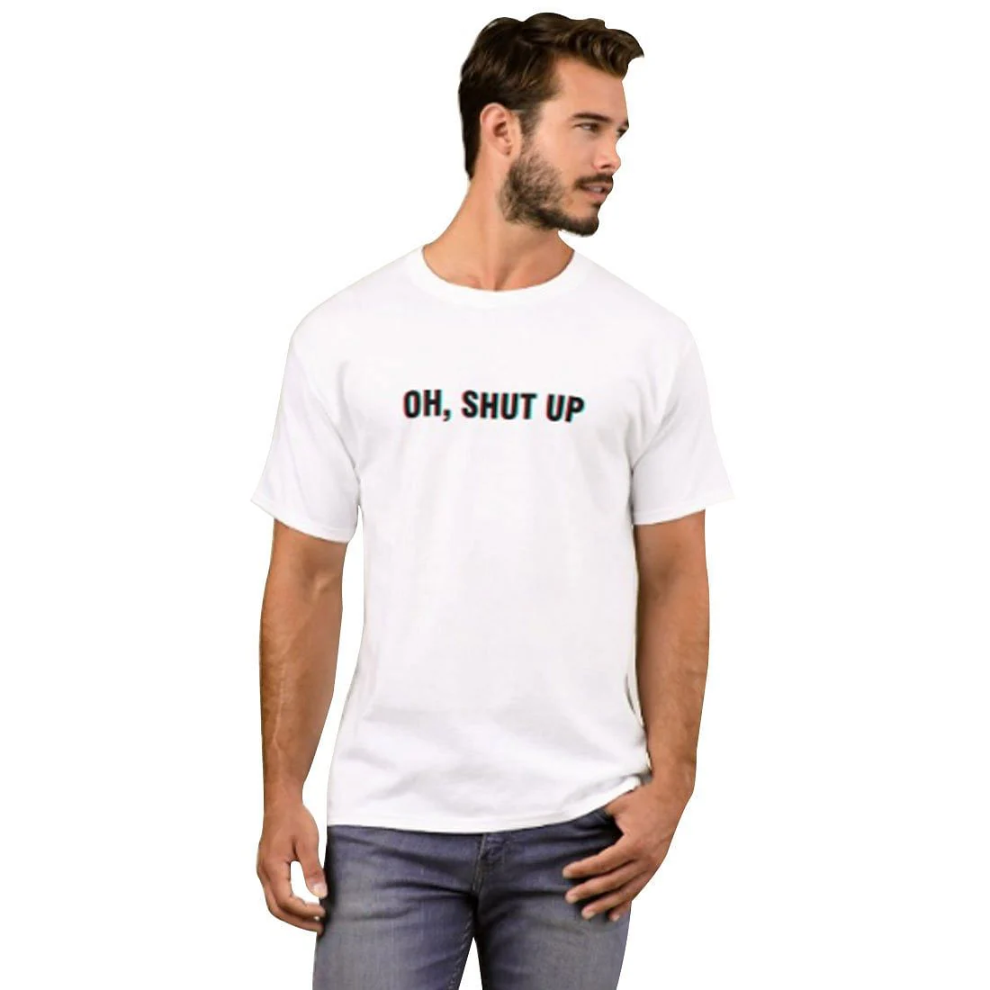 Nutcase Designer Round Neck Men's T-Shirt Wrinkle-Free Poly Cotton Tees - Oh, Shut Up - Image 3
