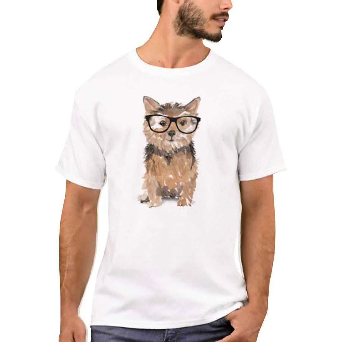 Nutcase Designer Round Neck Men's T-Shirt Wrinkle-Free Poly Cotton Tees - Smarty Dog