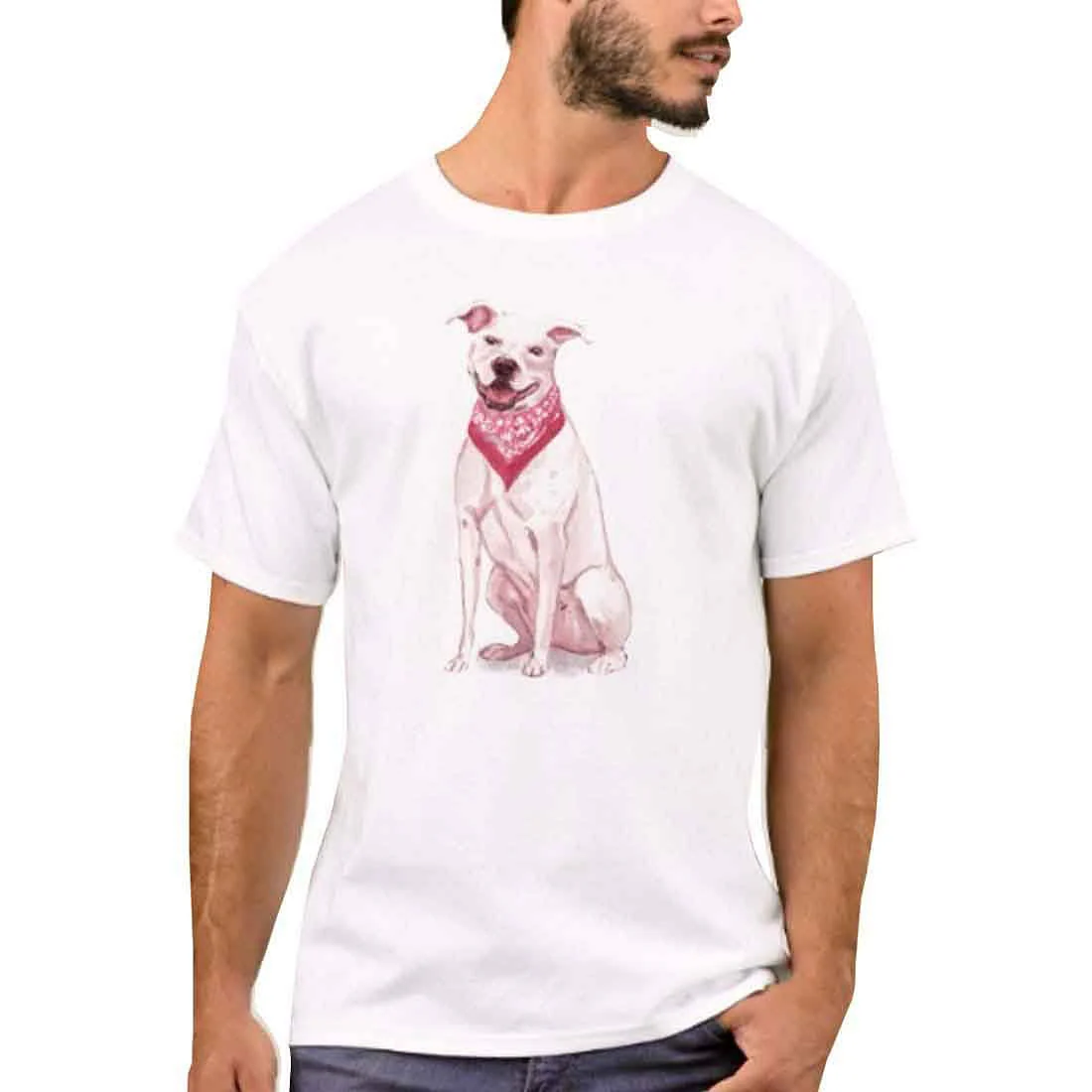 Nutcase Designer Round Neck Men's T-Shirt Wrinkle-Free Poly Cotton Tees - Dashing Pitbull