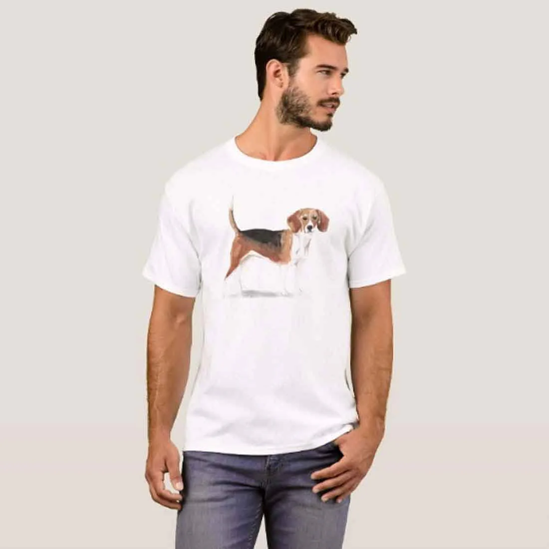 Nutcase Designer Round Neck Men's T-Shirt Wrinkle-Free Poly Cotton Tees - Cute Dog - Image 3