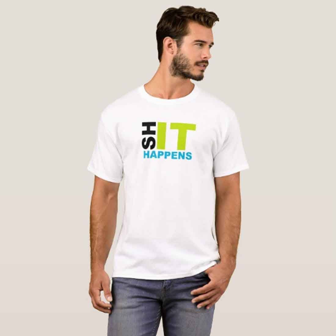 Nutcase Designer Round Neck Men's T-Shirt Wrinkle-Free Poly Cotton Tees - Shit Happens - Image 3